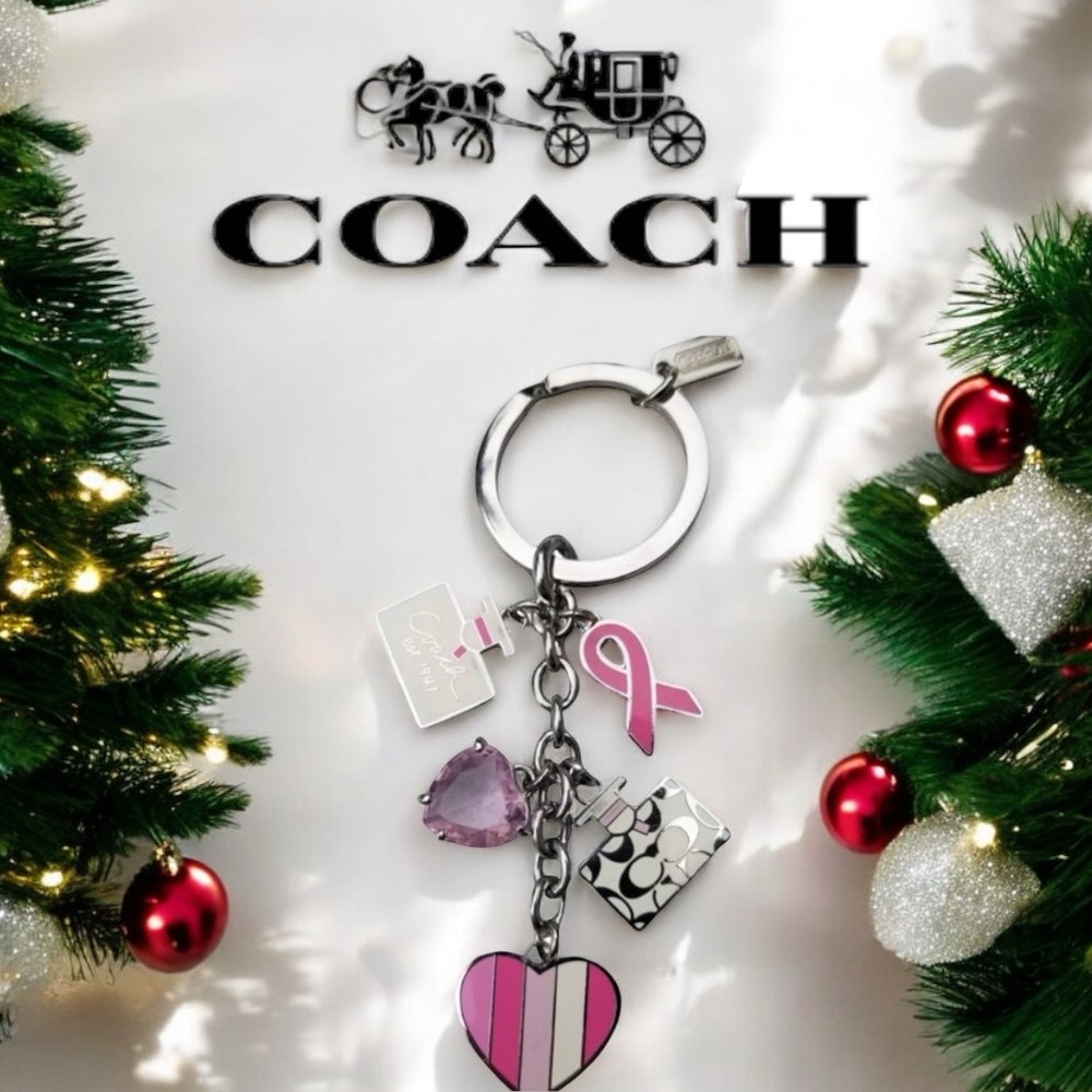 Coach 92161 BCA Breast Cancer Awareness Multi Mix Enamel Keychain Key Fob Pink